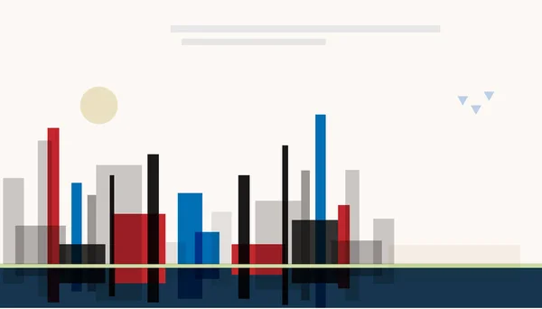 Skyline Ville Dans Une Forme Abstraite Faite Avec Des Lignes — Image vectorielle