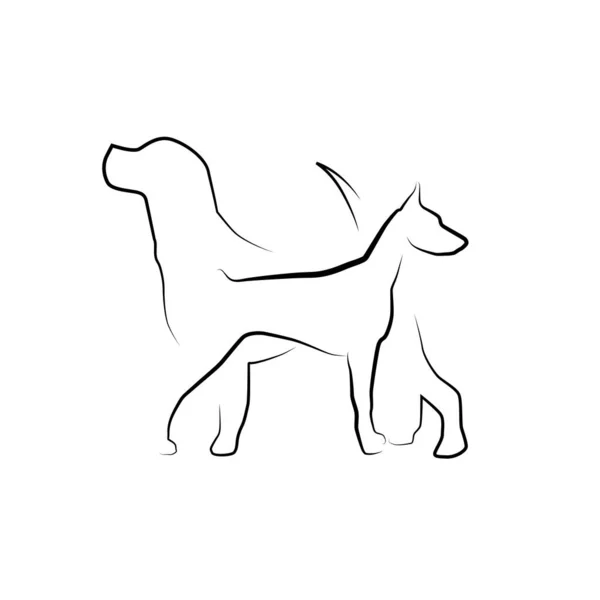 線形のシルエットをした2匹の犬 ベクトルテンプレート — ストックベクタ
