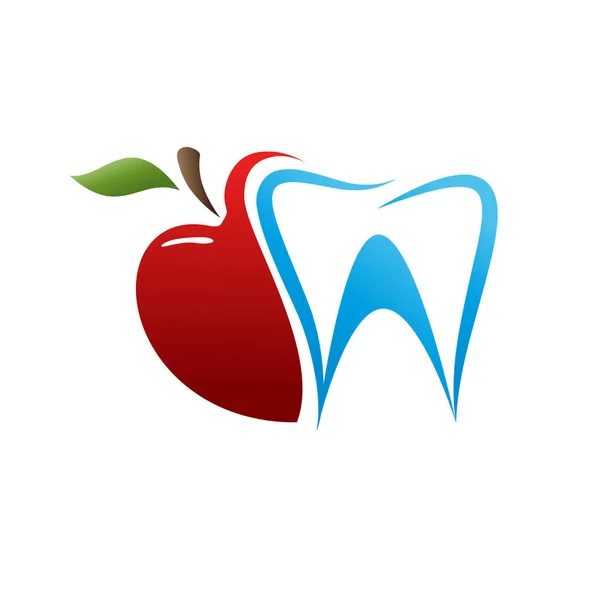 Elmayı Isır Diş Hekimi Tarafından Tedavi Edilen Sağlıklı Dişler Vektör — Stok Vektör