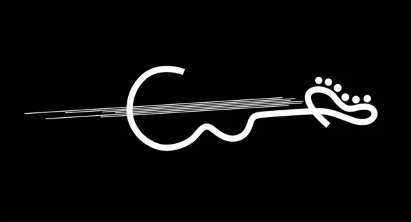 黒を基調とした抽象的なギター 線型ベクトルテンプレート — ストックベクタ