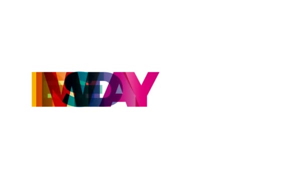 星期三这个词 带有彩色彩虹文字的动画横幅 — 图库视频影像
