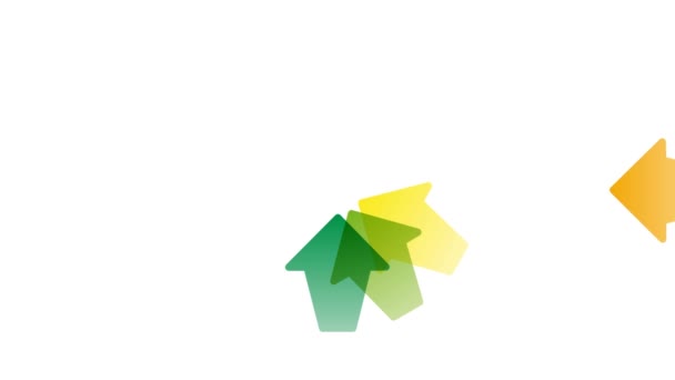 Animated Rainbow Arrows Converge Center Concept Teamwork Synergy — Stock Video