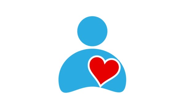 Animovaná Ikona Jednoduchý Muž Tlukoucím Srdcem Kardiolog Koncept Lásky — Stock video