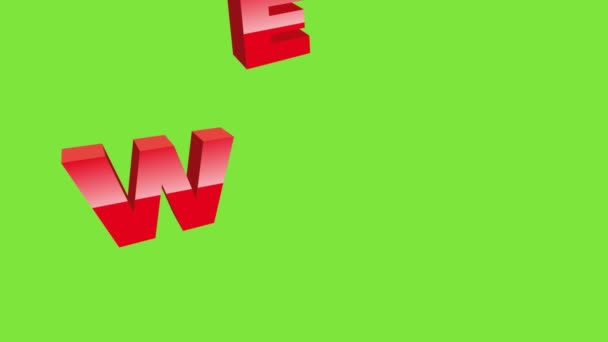 Bienvenue Rouge Sms Qui Tombe Illustration Animée Sur Fond Vert — Video