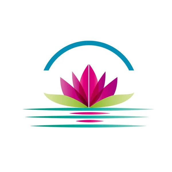 Water Lily Pond Abstract Logo Spa Beauty Center Farmhouse Vector — Stock Vector