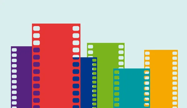 City Cinema Cinematic Film Forms Neighborhood Buildings Multiplex Vector Filmstrip — Vetor de Stock