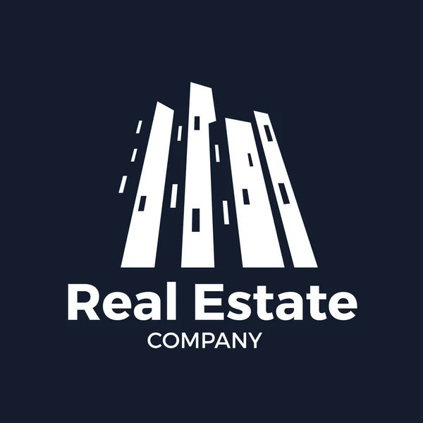 Edifici Grattacieli Con Finestre Illuminate Notte Immobiliare Residenziale Commerciale Logo — Vettoriale Stock
