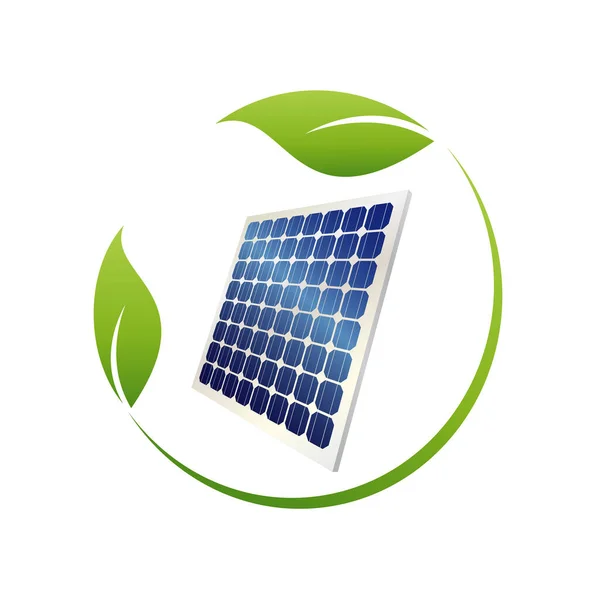Solar Panel Leaves Plant Vector Logo — Stock Vector