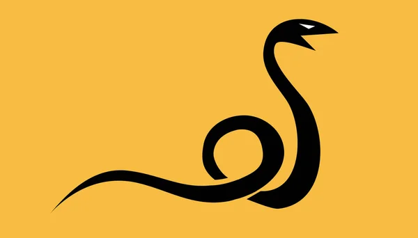 Icono Creativo Serpiente Negra Pie Abstracta Silueta Vectorial Ilustración Aislada — Archivo Imágenes Vectoriales
