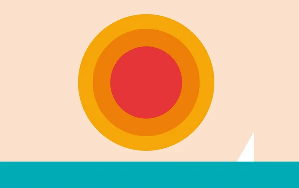 Sommarsäsong Vektor Abstrakt Bakgrund Med Orange Sol Och Hav Banner — Stock vektor