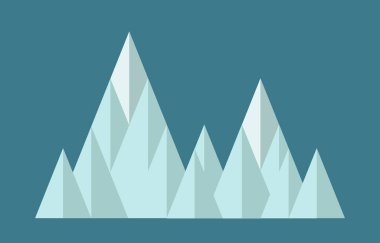 Soyut dağlar ve üçgenlerle yapılmış kış ağaçları. Şablon için vektör geometrik çizim