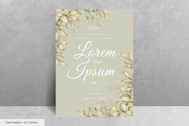 Yeşillik Suluboya Yapraklı Çiçek Düğün Davetiyesi