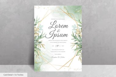 Suluboya Çiçek Geometrik Çerçeve Düğün Davetiyesi Şablonu