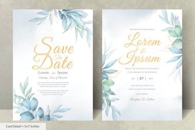 Suluboya El Çizimi Çiçekli Zarif Düğün Davetiyeleri Şablonu