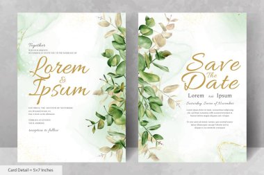 Yeşillik Suluboya Düğün Davetiyesi Şablonu