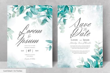 Yeşillik Suluboya Düğün Davetiyesi Şablonu