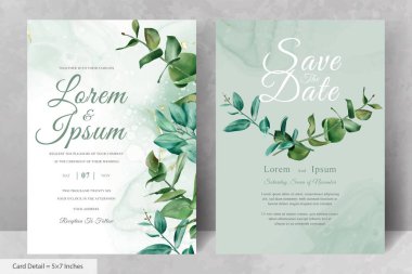 Yeşillik Suluboya Düğün Davetiyesi Şablonu