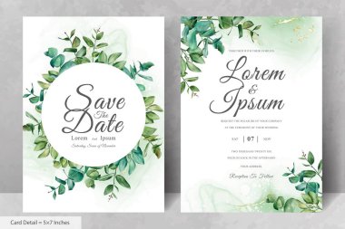 Yeşillik Suluboya Düğün Davetiyesi Şablonu