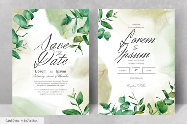 Yeşillik Suluboya Düğün Davetiyesi Şablonu