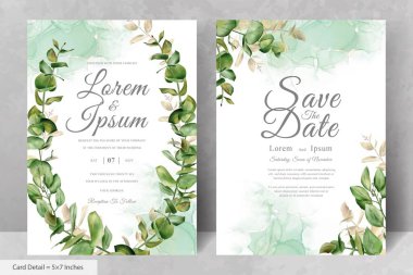 Yeşillik Suluboya Çiçek Çelengi Davetiye Şablonu