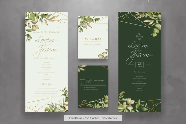 Set Von Eleganten Aquarell Hochzeitseinladungskarten Vorlage — Stockvektor