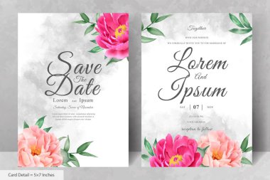 Güzel Suluboya Düğün Davetiyesi El Çizimi Çiçekli