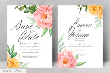 Güzel Suluboya Düğün Davetiyesi El Çizimi Çiçekli