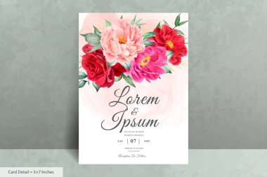 Güzel Suluboya Düğün Davetiyesi El Çizimi Çiçekli