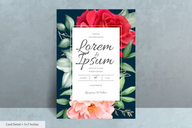 Güzel Suluboya Düğün Davetiyesi El Çizimi Çiçekli