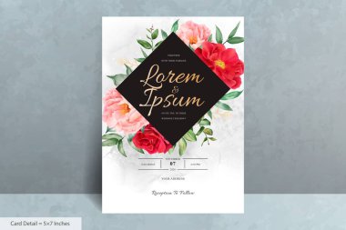 Güzel Suluboya Düğün Davetiyesi El Çizimi Çiçekli