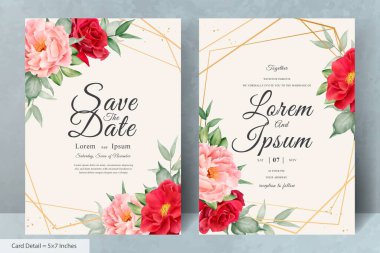 Güzel Suluboya Düğün Davetiyesi El Çizimi Çiçekli