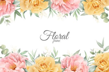 Güzel Suluboya Çiçek Arkaplan Tasarımı El yapımı Şakayık ve Yapraklı