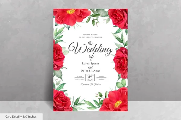 Belle Invitation Mariage Floral Aquarelle Avec Pivoine Dessinée Main Feuilles — Image vectorielle