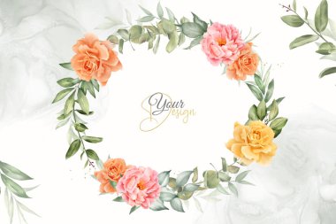 Güzel Suluboya Çiçek Arkaplan Tasarımı El yapımı Şakayık ve Yapraklı