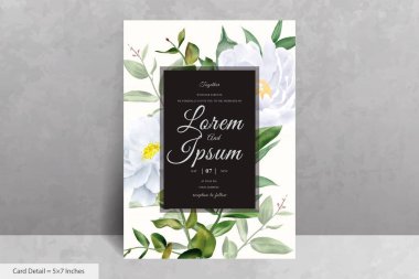 Zarif Suluboya Çiçek Düğün Davetiyesi El Çizimi Şakayık ve Yapraklı