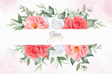 Güzel Suluboya Çiçek Arkaplan Tasarımı El yapımı Şakayık ve Yapraklı