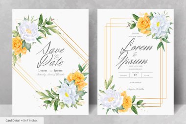 Zarif Suluboya Çiçek Düğün Davetiyesi El Çizimi Şakayık ve Yapraklı