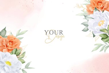 Zarif Suluboya Çiçek Arkaplan Tasarımı El yapımı Şakayık ve Yapraklı