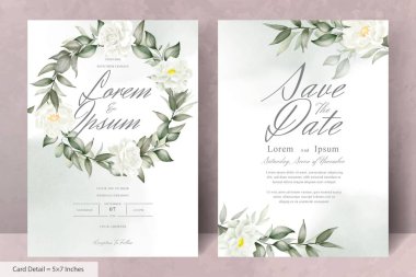 Zarif Suluboya Çiçek Düğün Davetiyesi El Çizimi Şakayık ve Yapraklı