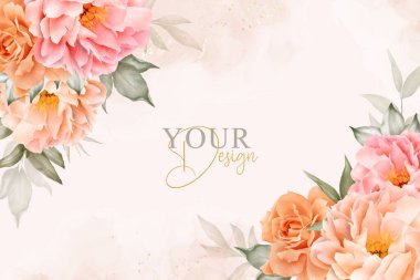 Zarif Suluboya Çiçek Arkaplan Tasarımı El yapımı Şakayık ve Yapraklı