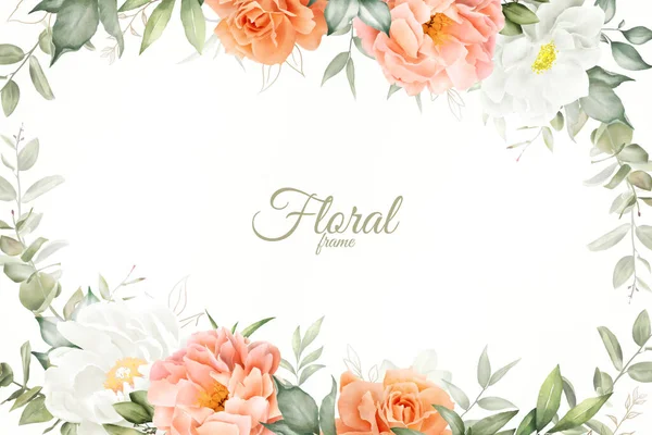 Elegante Diseño Fondo Marco Floral Acuarela Con Peonía Dibujada Mano — Vector de stock