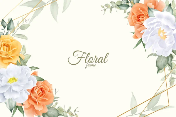 Elegante Diseño Fondo Marco Floral Acuarela Con Peonía Dibujada Mano — Vector de stock