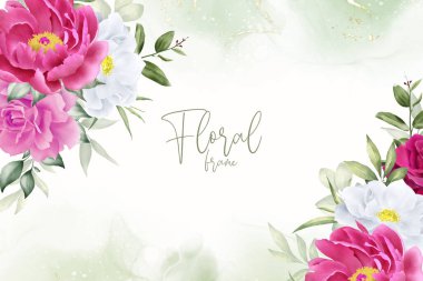 Zarif Suluboya Çiçek Arkaplan Tasarımı El yapımı Şakayık ve Yapraklı