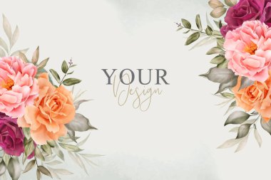 Zarif Suluboya Çiçek Arkaplan Tasarımı El yapımı Şakayık ve Yapraklı