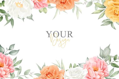 Zarif Suluboya Çiçek Arkaplan Tasarımı El yapımı Şakayık ve Yapraklı