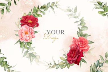 Zarif suluboya çiçek arkaplan tasarımı el yapımı şakayık ve yapraklı.