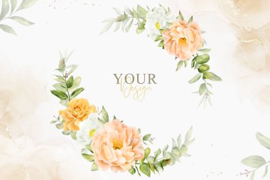 Zarif suluboya çiçek arkaplan tasarımı el yapımı şakayık ve yapraklı.