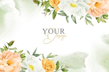 Zarif Suluboya Çiçek Arkaplan Tasarımı El yapımı Şakayık ve Yapraklı