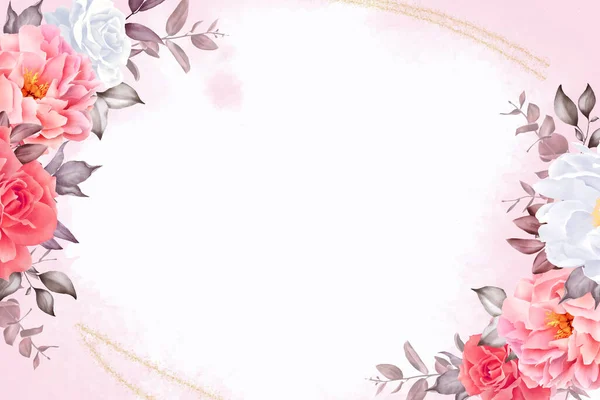 Design Fundo Floral Aquarela Elegante Com Peônia Desenhada Mão Folhas —  Vetores de Stock