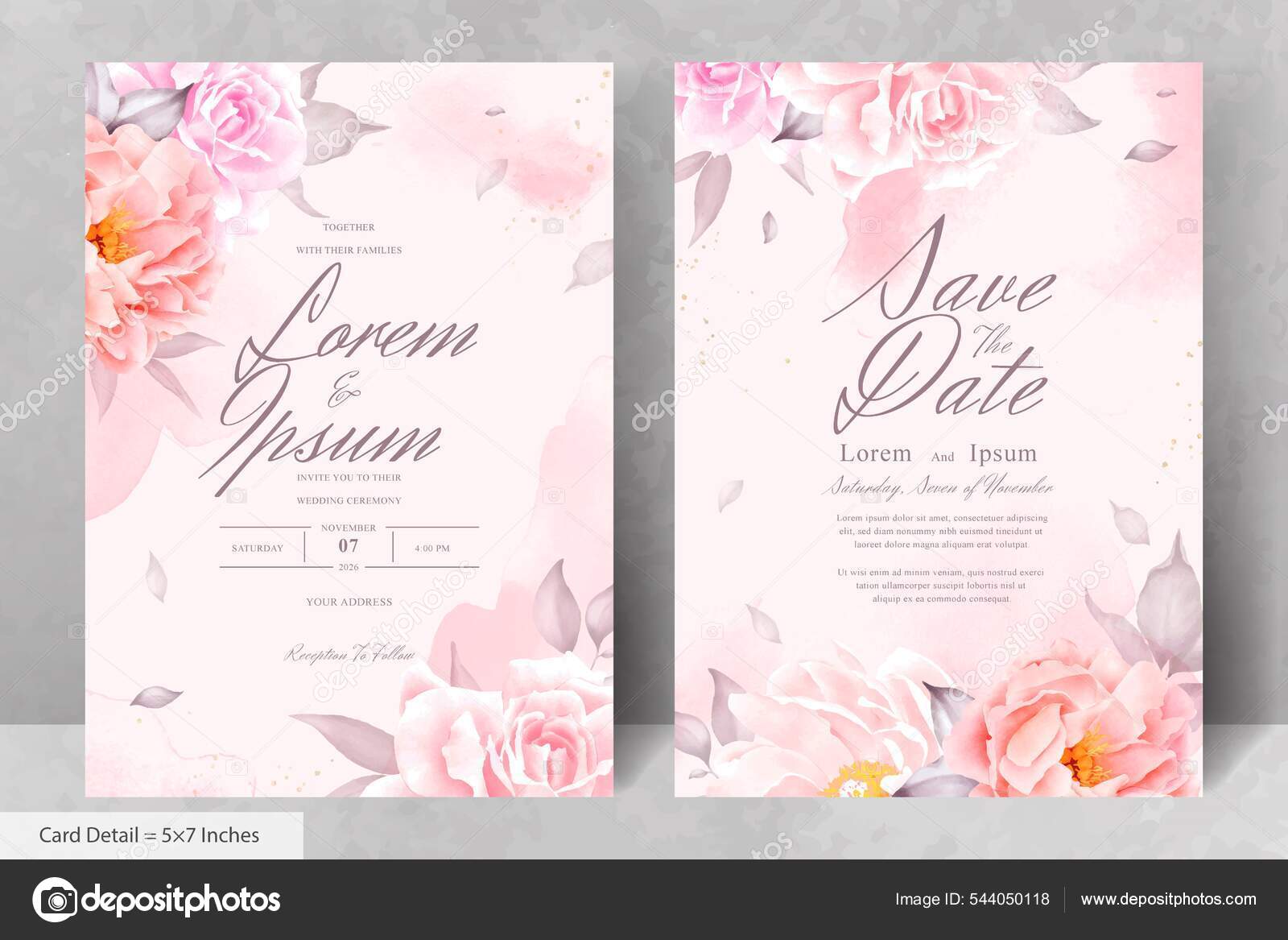 Floral Pink Floral 5 x 7 Invitation Set